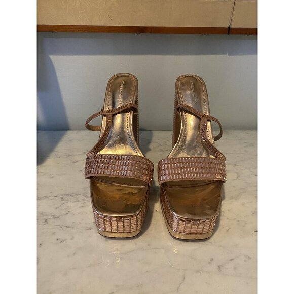 Azalea Wang Catriona Platform Heels Womens Size 11 Rose Gold Strappy Blo Sandals - Picture 3 of 7
